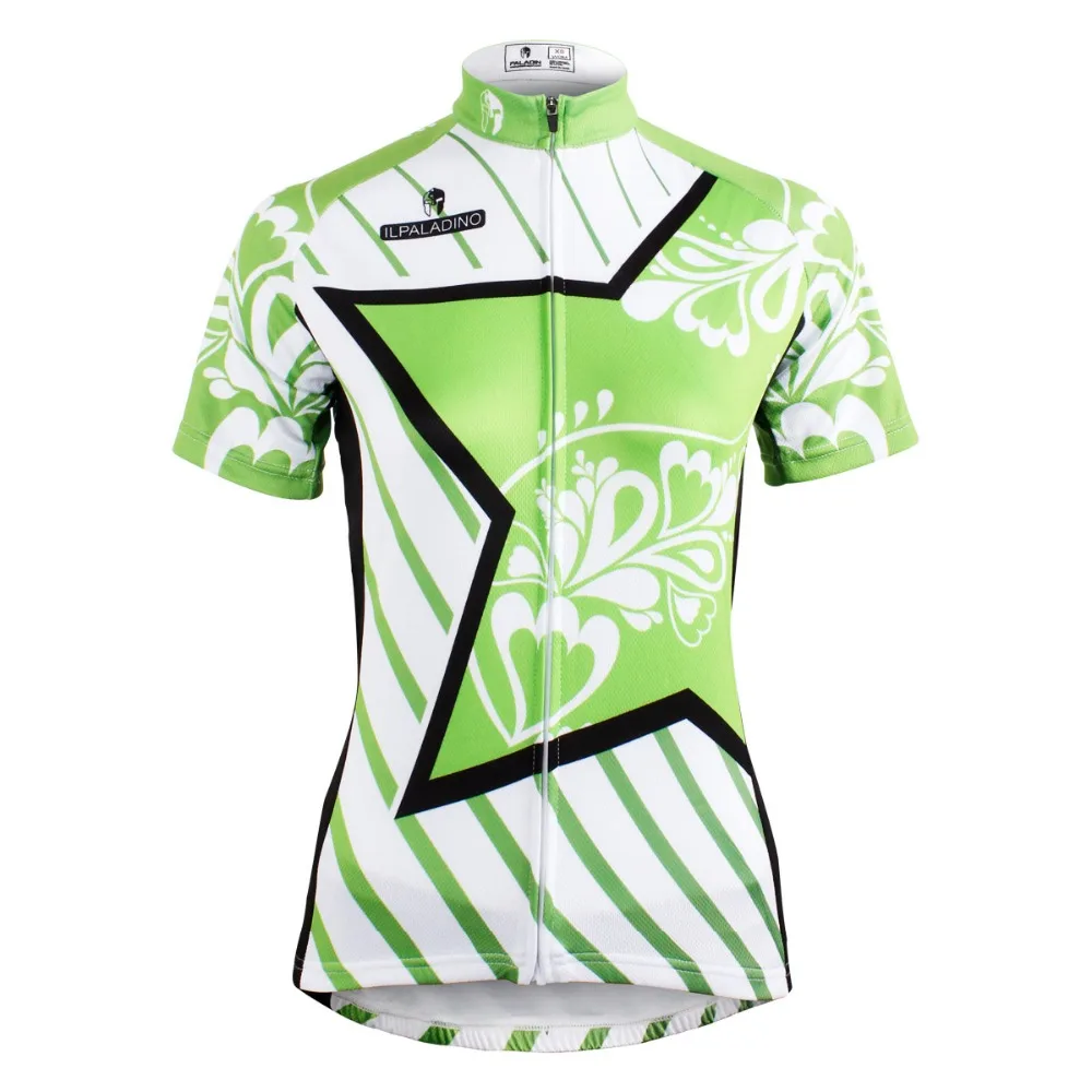 

PALADIN " Green Star " Womens Short Sleeve Cycling Jersey Bike Shirt Cycling Clothing