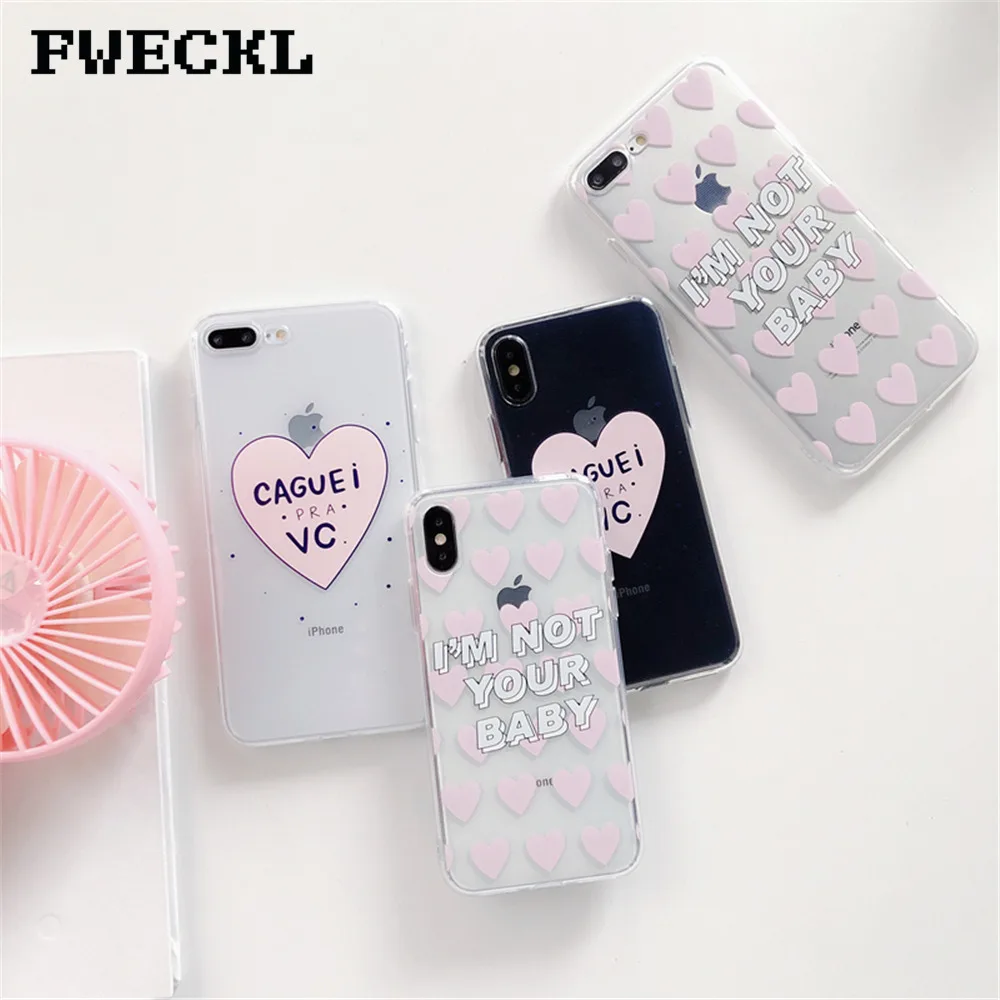 Розовая в виде сердца Корейском стиле телефон чехол для iPhone 6 S Plus 7 8 IPhone X 10