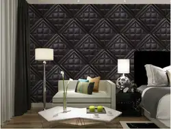 Европейский роскошные кожаные моделирование 3D стерео ТВ фоне стены Бумага современный Спальня Гостиная мягкого ПВХ стены Бумага Домашний