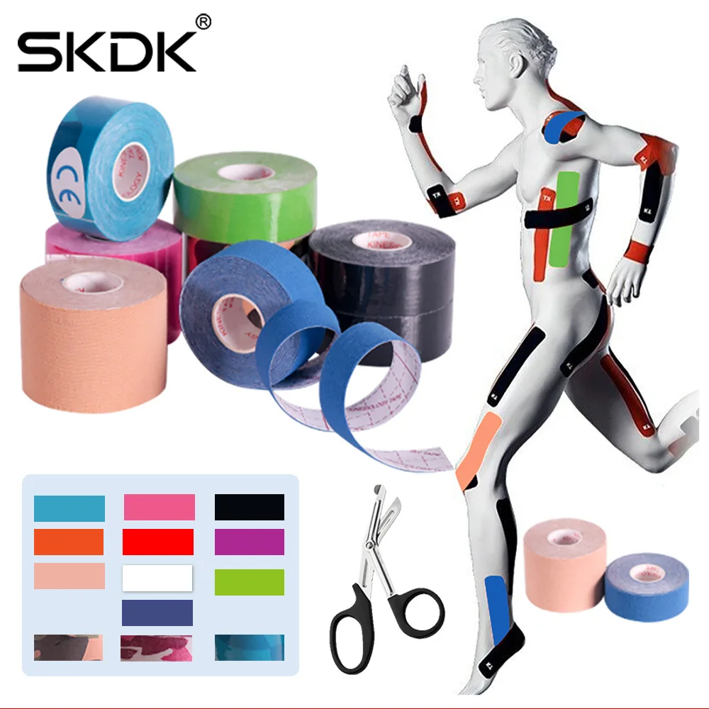 

SKDK Fitness Tennis Knee Muscle Pain Relief Access Medical Wrap Kinesiology Tape Waterproof Athletic Recovery Sports Tape