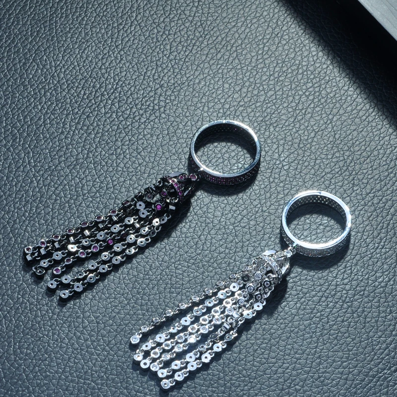 HIBRIDE Luxury Famous Tassel Rings for Women Inlay AAA Cubic Zirconia Rings Fashion Jewelry Party Accessories Femmel R-265 - Image 4