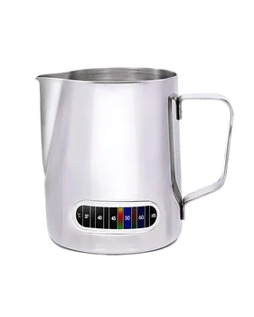 

Stainless Steel Milk Frothing Jug Barista Coffee Pitcher with Thermometer -Make perfect froth for your Cappuccino Coffee 600ml