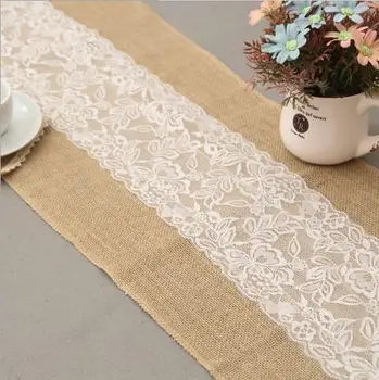 

30*275cm Rustic Burlap Lace Table Runners Jute Hessian Burlap Ribbon Hessian Burlap Table Runners for Wedding Party Decoration