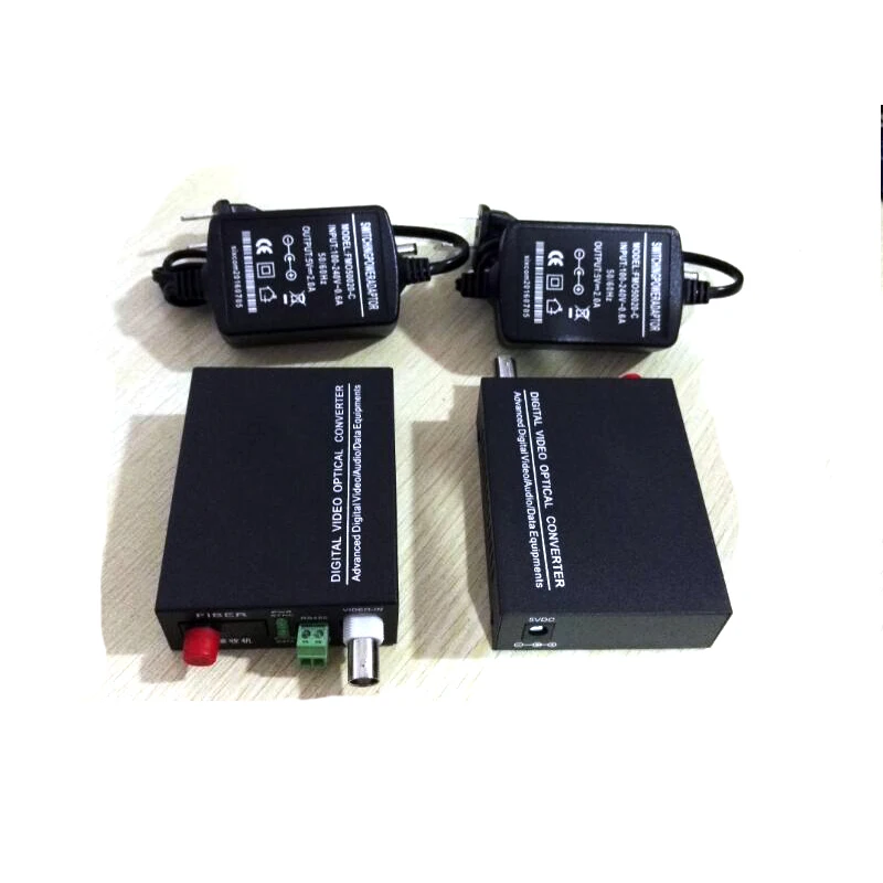 Online 1 par 2 unids lote 1 canales de vídeo óptico convertidor 1v1d Fibra óptico video transmisor y receptor 1ch + RS485 datos