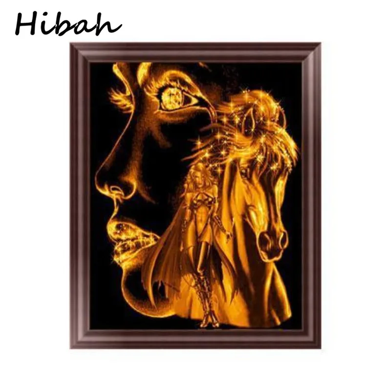 

DIY 5D Diamond Painting Gold Female Horse Embroidery Crafts Gift Round Diamond Embroidery Cross-stitch