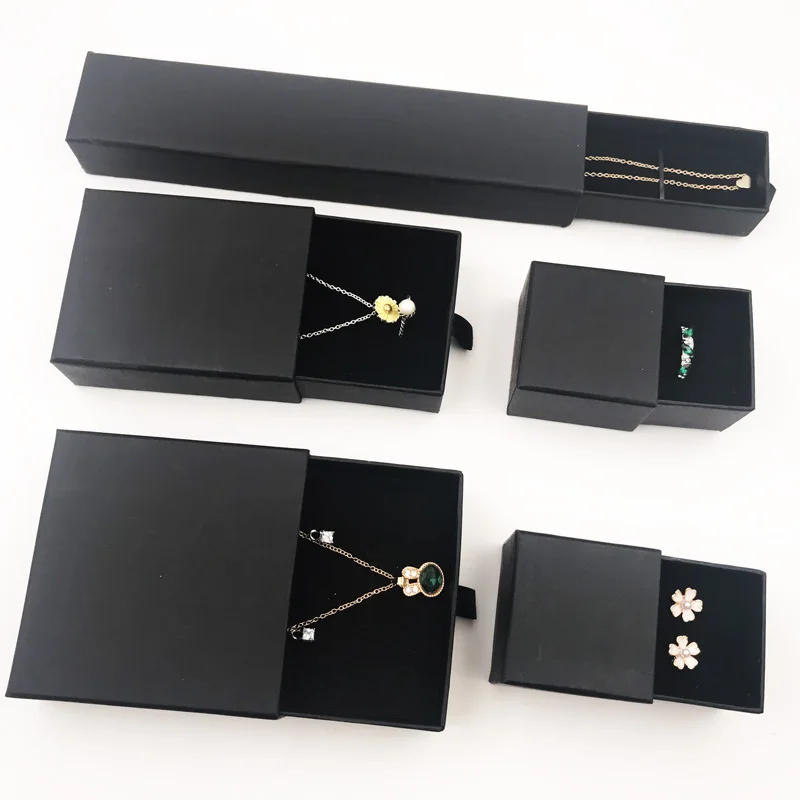 1 компл. черный Бумага ювелирных изделий упаковочной коробки для браслет серьги кольцо Цепочки и ожерелья Подарочная коробка с губка