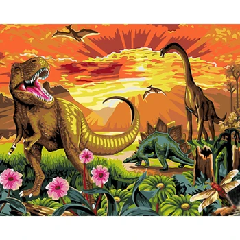 

Painting By Numbers DIY Dropshipping 40x50 50x65cm Dinosaurs in Jurassic Park Animal Canvas Wedding Decoration Art picture Gift