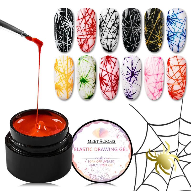 

MEET ACROSS 5ml Creative Nail Art Spider Wire Drawing Nail Gel Point To Line Painting Gel Lacquer Varnish Nail Art