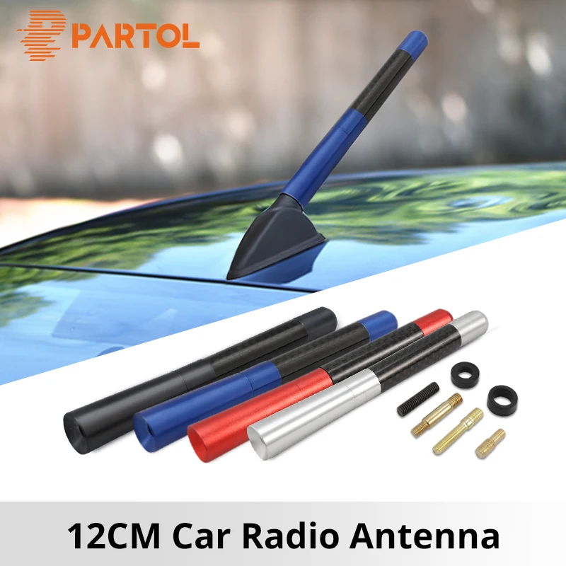 

Partol 12cm Carbon Fiber Short Radio Antenna Car FM Signal Aerials for Ford Peugeot Mazda Opel Skoda Toyota Volkswagen Kia BMW