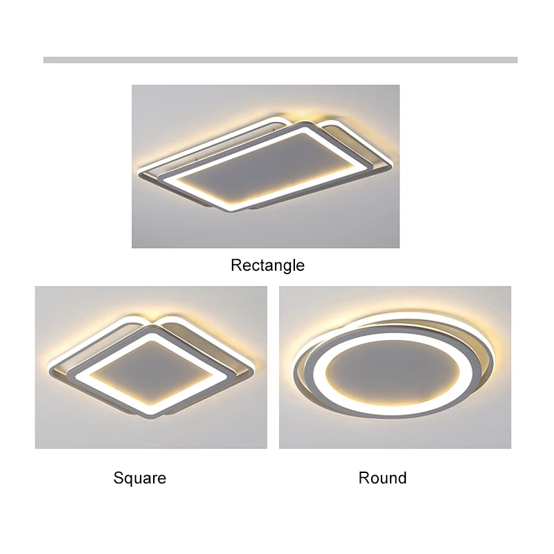 RC серый цвет прямоугольные потолочные светильники светодиодные Современные для гостиной спальни кабинет Круглый/квадратный серый цвет потолочный светильник