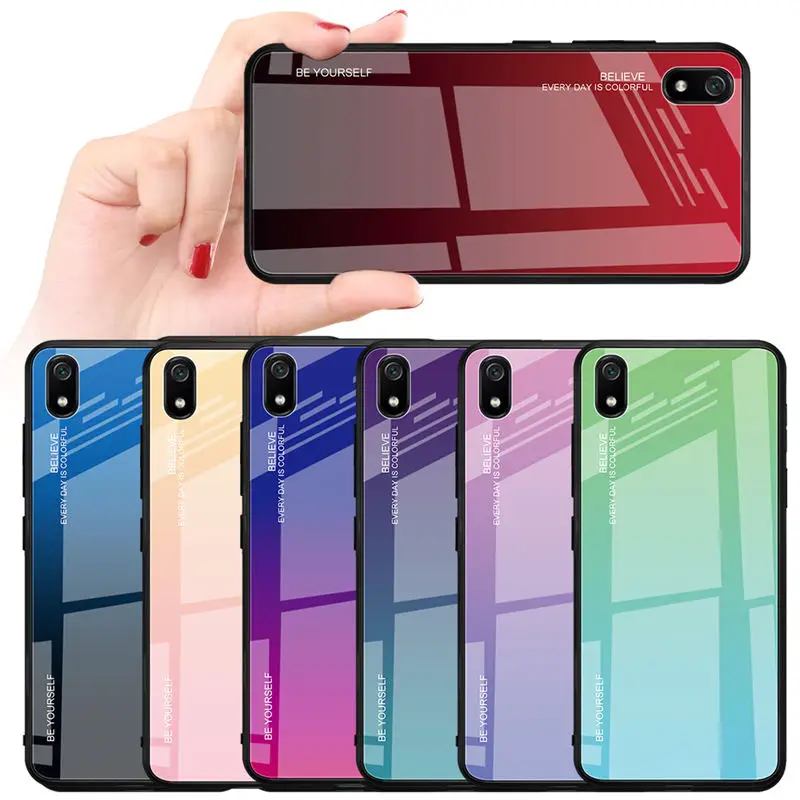 Чехол для Xiaomi Redmi 7 7A противоударный градиентный цветной чехол из закаленного