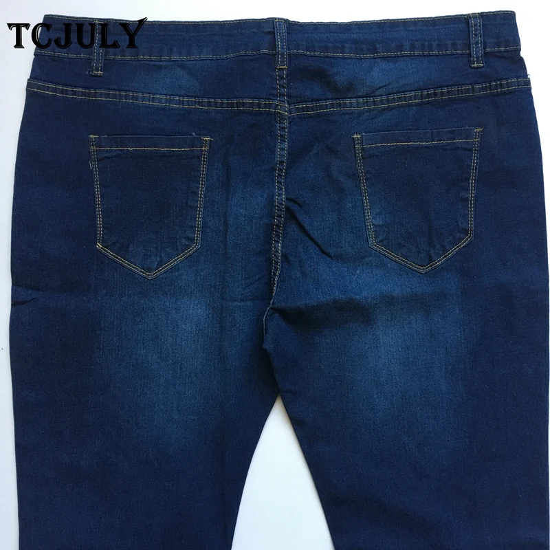 TCJULY Cotton Plus Size 2XL 3XL 4XL 5XL 6XL 7XL Mom Jeans Push Up Women's Jeans Large Sizes Stretchy Bleached Casual Denim Pants