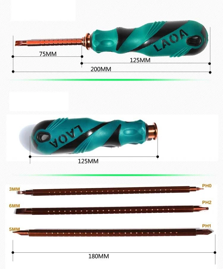 LAOA 6 в 1 отвертка с двойным концом плоская Phillips отвертка инструмент ручные инструменты с магнетизмом