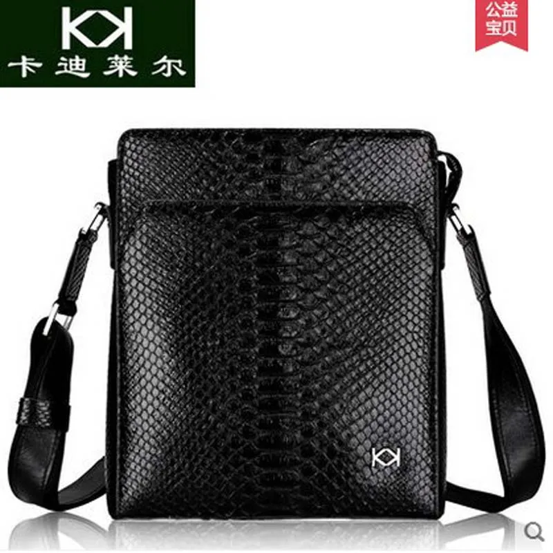 

KADILER 2018 new hot free shipping import python leather bag men bag single shoulder vertical male leather leisure man bag