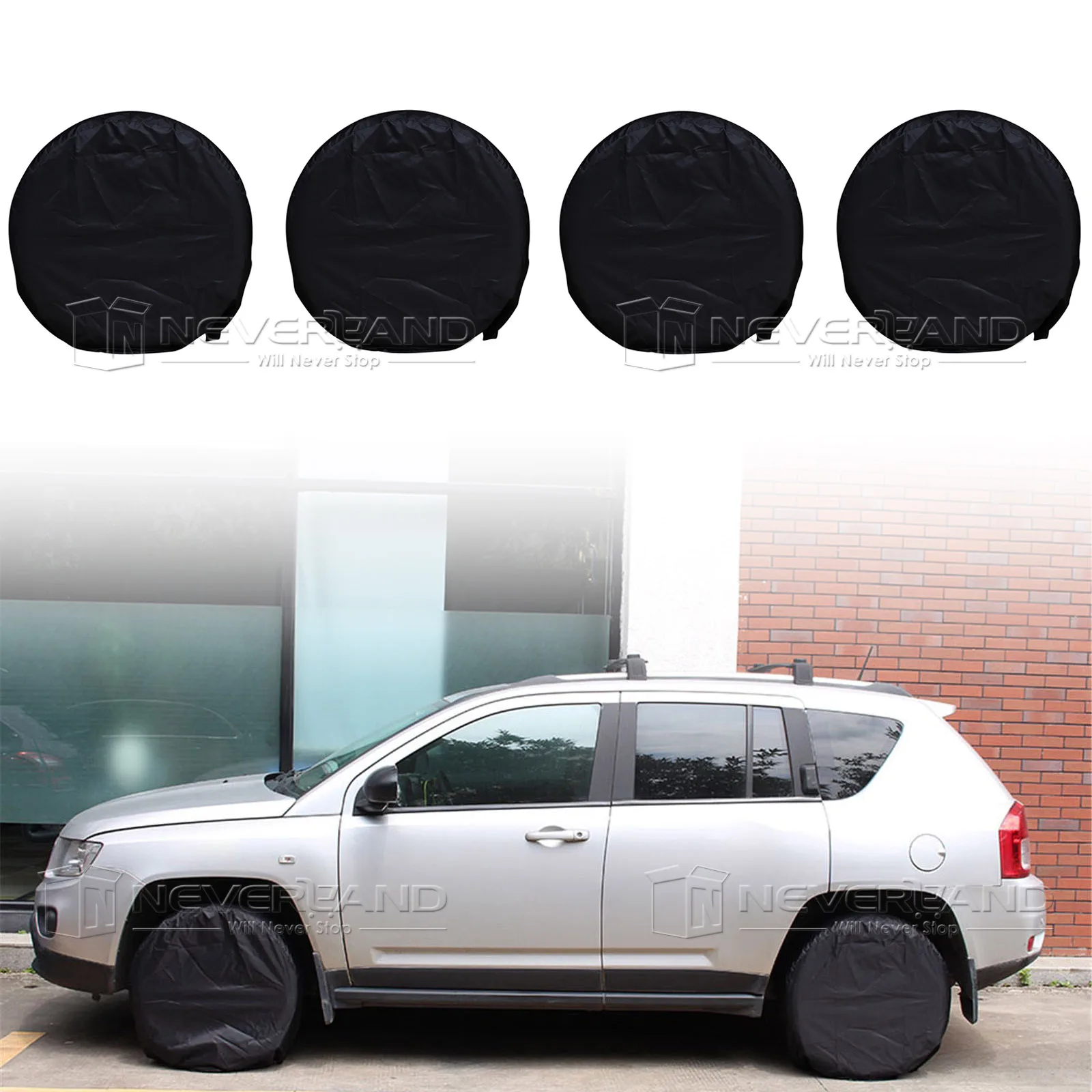 

300D Set Of 4 Wheel Tire Covers For RV Trailer Camper Car Truck And Motor Home Waterproof Tire Accessories Covers D25