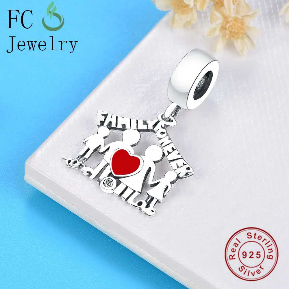 FC Jewelry 925 пробы серебряная буква Family Forever дом мама папа сын ожерелья и подвеска Для женщин колье брелок воротник