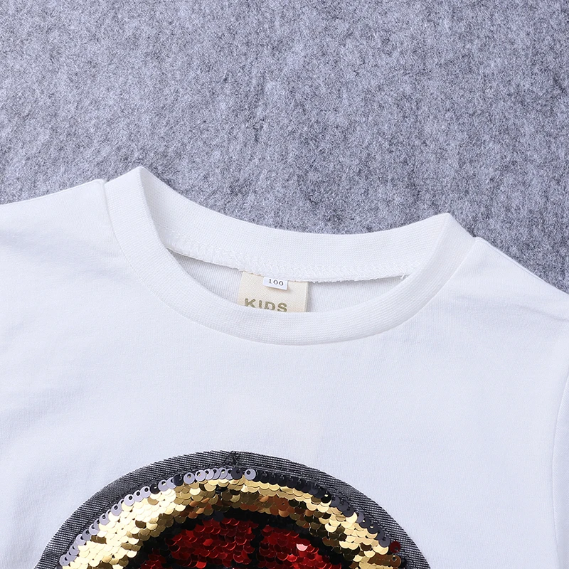 Summer Kids Clothing children T Shirt Kids Discoloration Sequined T-shirt Cartoon Girls Tops casual pullover for boys DSY379 2