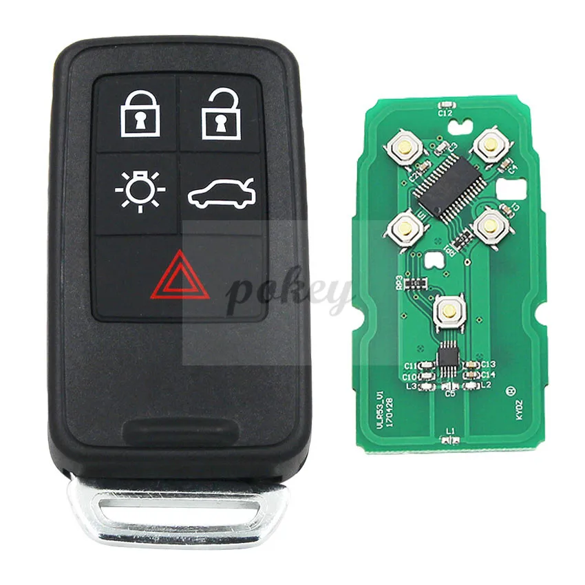 

for Volvo New Replacement 5 Button Remote Key Smart Car Key Fob KYDZ 434Mhz ID46 Chip XC60 S60 S60L V40 V60 S80 XC70 Uncut Blad