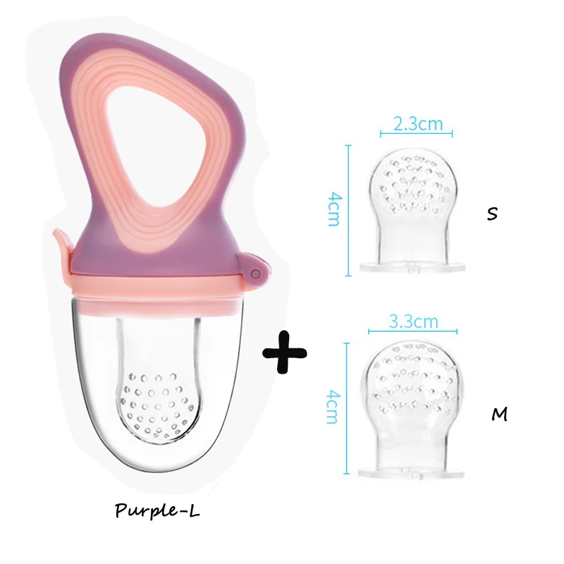 Цветная Детская Соска с овощами и фруктами, 3 размера, с фильтром, SML, для детей, младенцев, Успокаивающая соска, силиконовая пряжка, Прорезыватель для зубов - Цвет: Set3-Purple