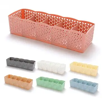 

Plastic Hollow Out 5 Grid Storage Basket Box Socks Makeup Sundries Container Organizer storage basket Jewelry Packaging Display