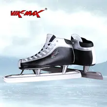 Вик-Макс натуральная кожа дешевые лед скорость коньки обувь со льда нержавеющей стали лезвие только США 9 Размер давайте купить скорость скейт обувь
