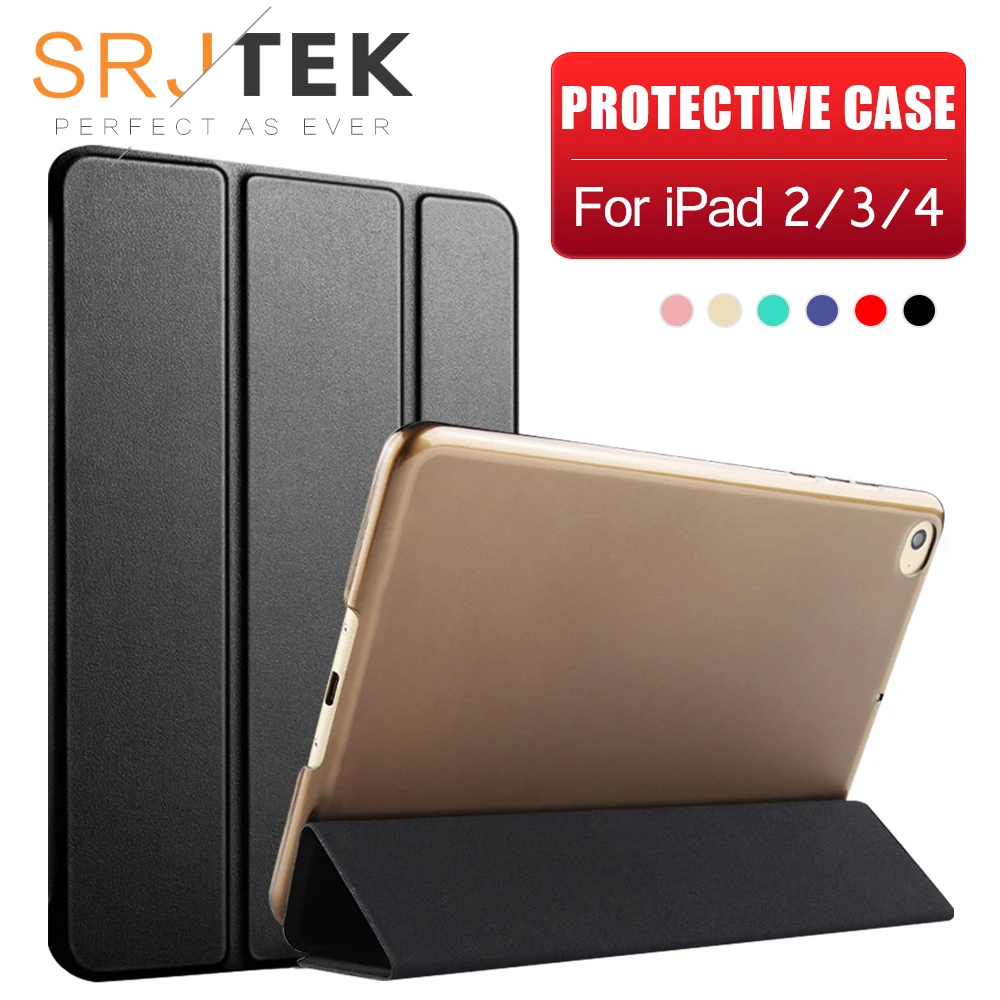 

PU Leather Ultra Slim Case For iPad 2 3 4 Light Weight Hard PC Back Smart Cover for Apple iPad2 iPad3 iPad4 Wake Wake Up Sleep