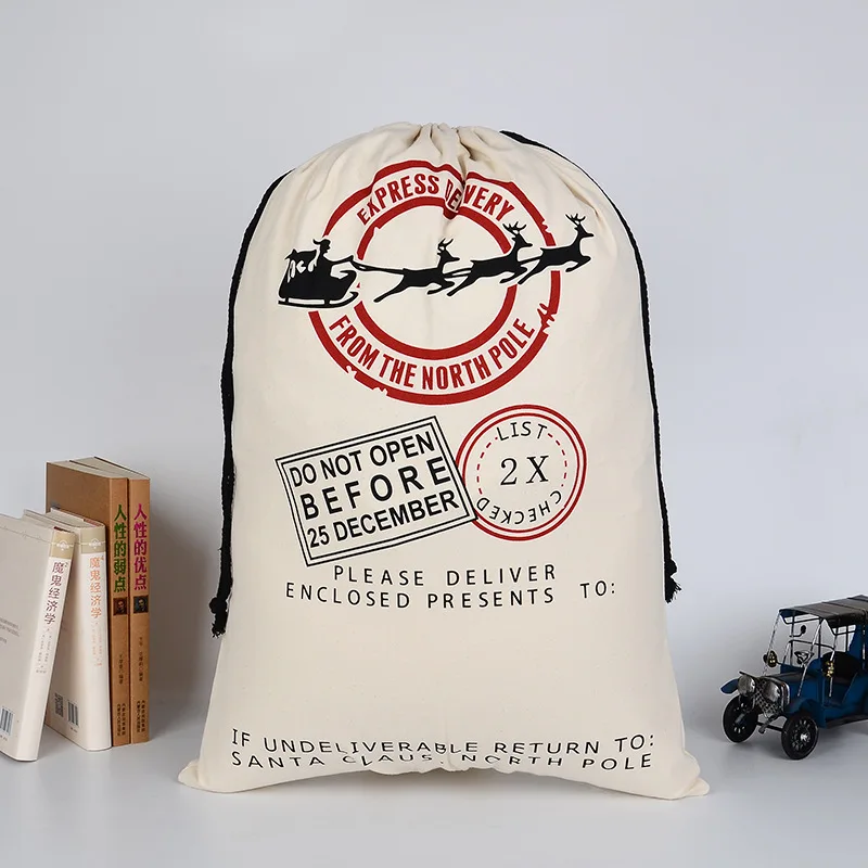 2020 Large Christmas Candy Gift Bag Santa Sacks Canvas Bags Drawstring Cotton Xmas | Дом и сад