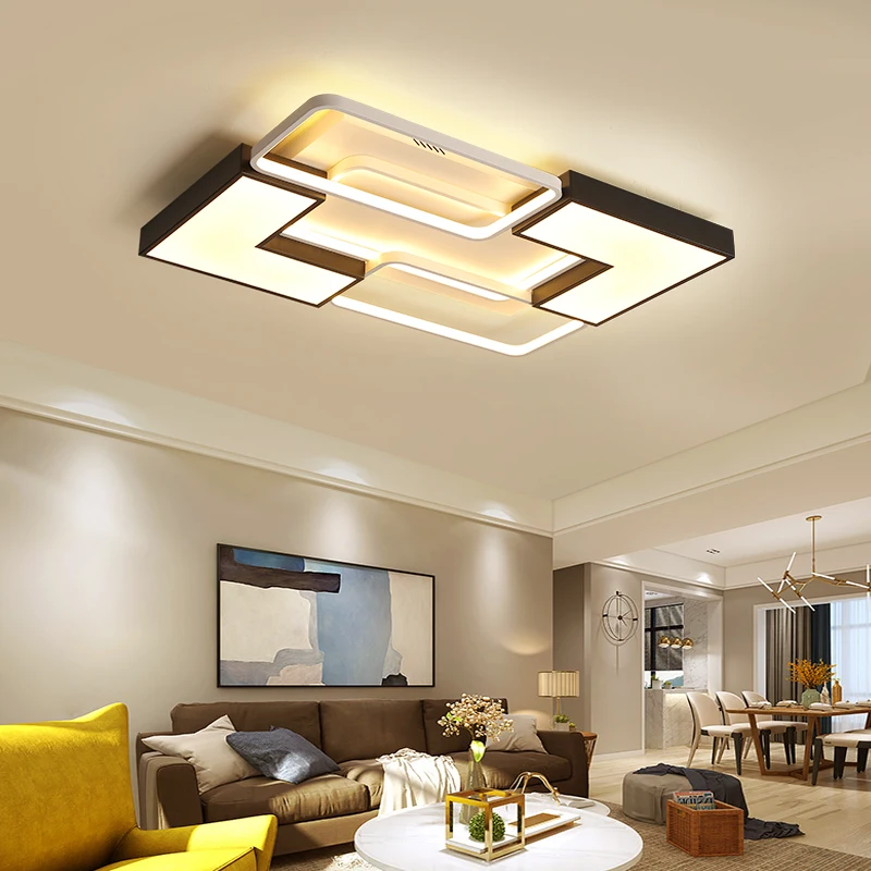 

LED Chandelier For Living Room Modern White black Lustre Bedroom Lighting Simple Surface Mounted Chandeliers lighting AC85V-260V