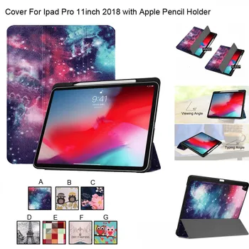 

Wake/Sleep Stand Smart Case Cover with Apple Pencil Holder For iPad Pro 11/12.9 inch 2018 Case Funda For iPad Coque