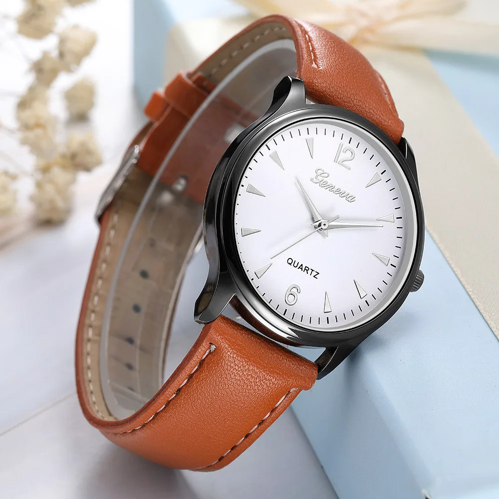 

Men Watches Luxury Fashion Faux Leather Blue Ray Glass Quartz Analog Watches reloj de hombre zegarki meskie relogios masculino