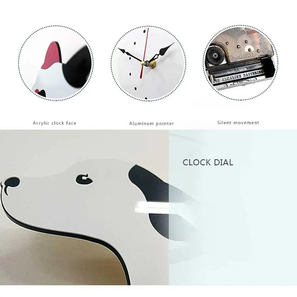 

Modern Design Cartoon Acrylic Wall Clock Wag Tail Dog Innovative Living Room Wall Clock