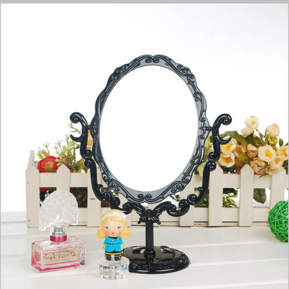 Black Vintage Royal Makeup Mirror Desktop Rotatable Gothic Mirror with