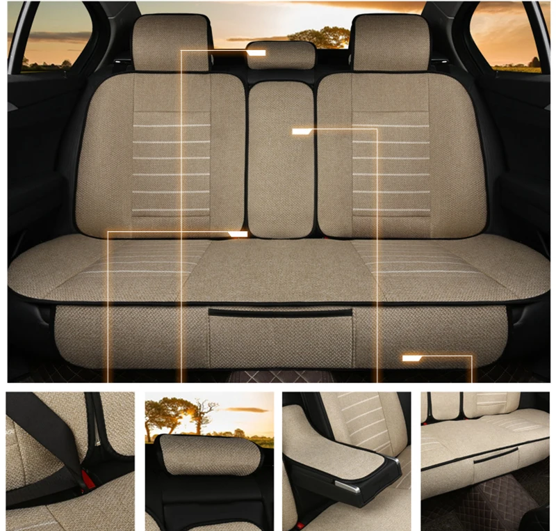 Льняная ткань сиденья пригодный для ford focus 2 bmw e46 peugeot 206 307 passat внутренние аксессуары, сиденье чехлы авто stylin