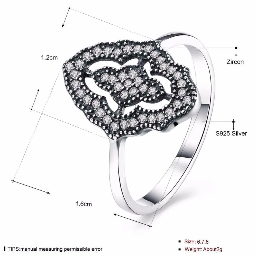 Solid 925 Sterling Silver Ring Sparkling CZ Flower Style Party Accessories Rings For Women Wedding Jewelry (JewelOra RI102599)