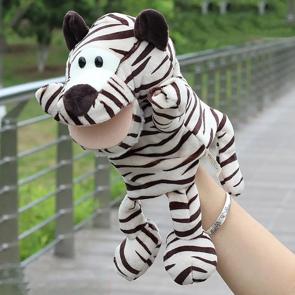 Animal Hand Puppet Dolls Plush Pig Panda Hand Doll Learning Baby Toys Puppets 30cm Hand Puppets Plush Game Doll Stuffed Toy - Цвет: tiger