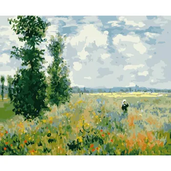 

Painting By Numbers DIY Dropshipping 50x65 60x75cm Ms Green Flower Field Scenery Canvas Wedding Decoration Art picture Gift