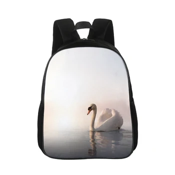 

CROWDALE hot selling 15 inches The swan print backpack Canvas Backpack School Bag For Girls Rucksack Female Traveling Backpack