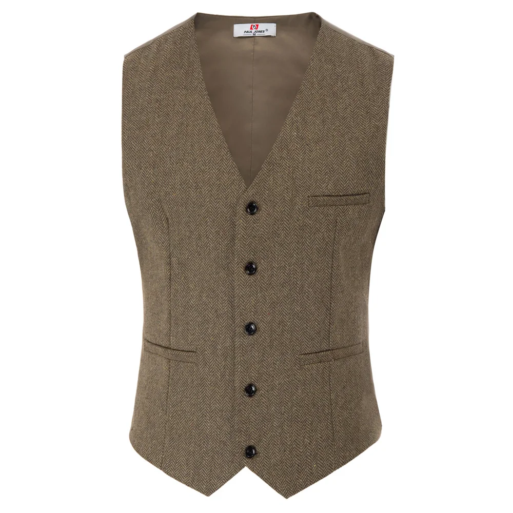  PJ Mens Slim Fit V-Neck Single-Breasted Handkerchief Hem Waistcoat S~2XL
