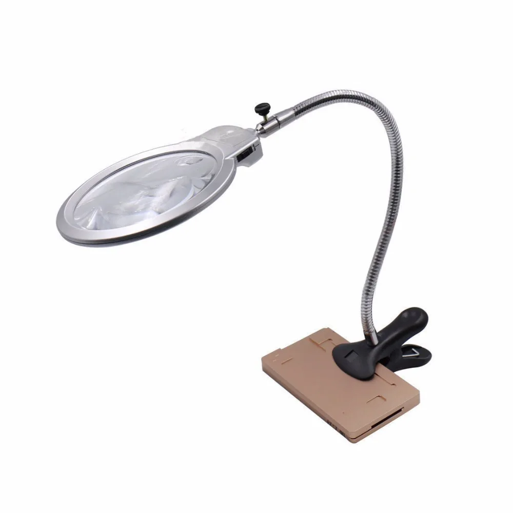 3X 6X LED Light Magnifier Clip Table Magnifier Magnifier ...