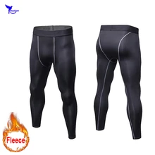 Зимние теплые флисовые мужские компрессионные штаны для бега, эластичные спортивные штаны для бега, для тренажерного зала, леггинсы для фитнеса, мужская спортивная одежда