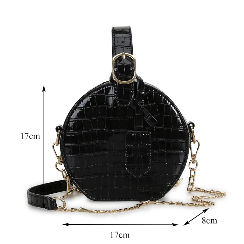 NIGEDU vintage Circular Women Handbags Famous Brand Crocodile Tote Bag  Alligator Ladies Chain Crossbody Bags PU Leather girls Messenger Bags (11)