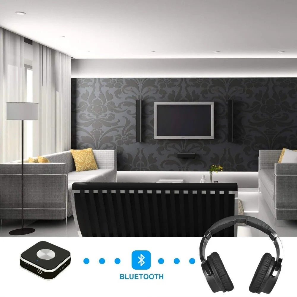 BT Audio Transmitter with 3.5mm AUX/RCA/USB Input Cable