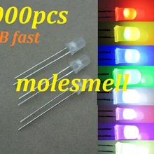 1000 шт. 5 мм Рассеянный свет RGB Радуга быстро мигает красного, зеленого и синего цвета светодиодный Светодиодный s молочно-белый объектив