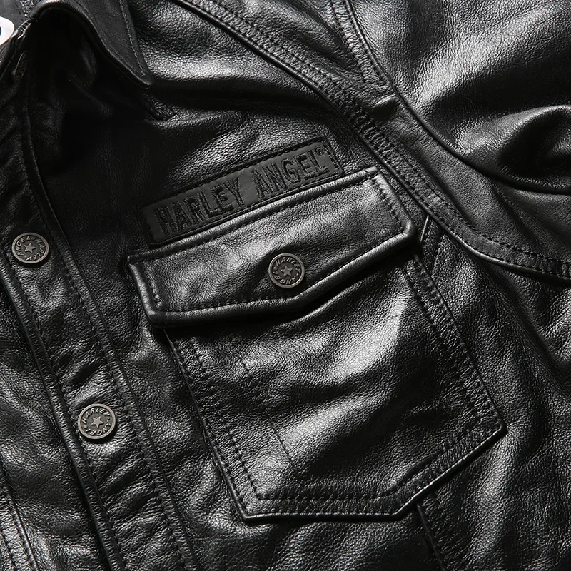 70% OFF 95171 super quality men's cow leather outwear mens cowhide genuine leather vintage rider jacket