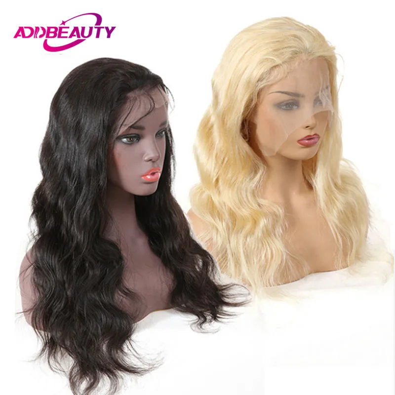 

Full Lace Wigs Brazilian Remy Hair Body Wave Pre Plucked Human Hair With Baby 130% Denisty Natural Color / 613 Blonde Free Part