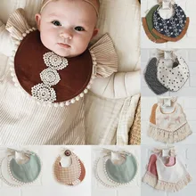 Новорожденный ребенок двусторонняя печать кисточкой Слюна полотенце бандана треугольник нагрудники платок для маленьких мальчиков нагрудники для девочек Детская отрыжка ткани 1 шт