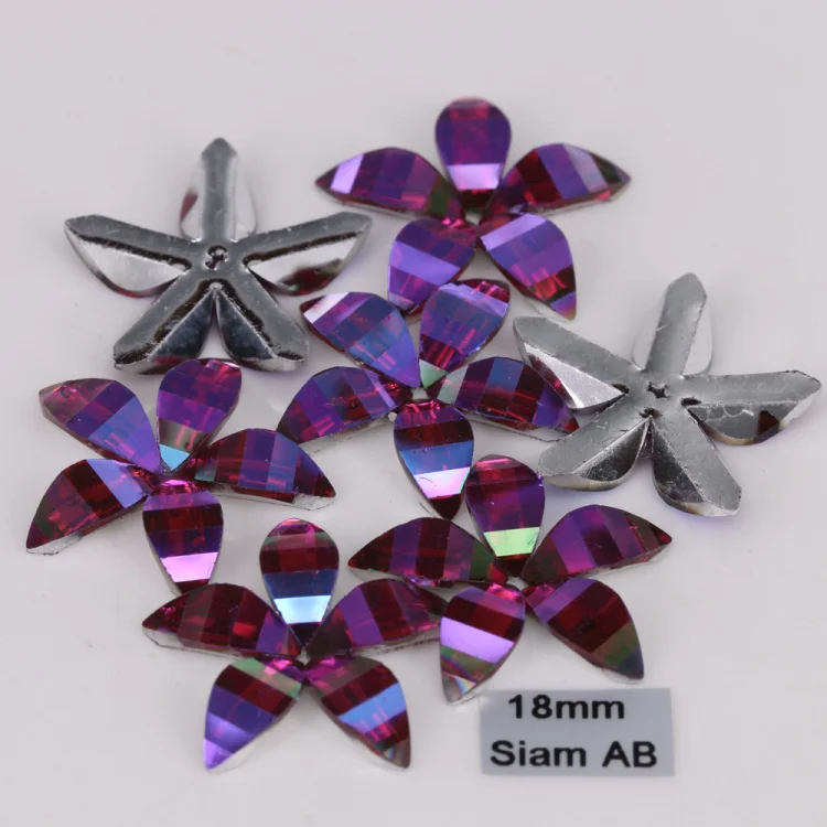 50 шт./лот, 18 мм цвета AB с плоской задней стороной цветок баухинии смолы пришить камни - Цвет: Siam AB