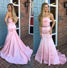 Elegante Rosa Schatz-nixe Lange Abendkleid Abendkleid Formales Partei-kleid mit Perlen Maß