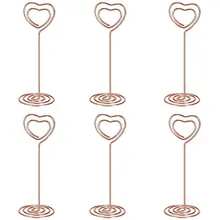 24 пачки табличка с номером для столика держатели для фотографий подставка место карты бумаги меню зажимы держатели, форма сердца(розовое золото