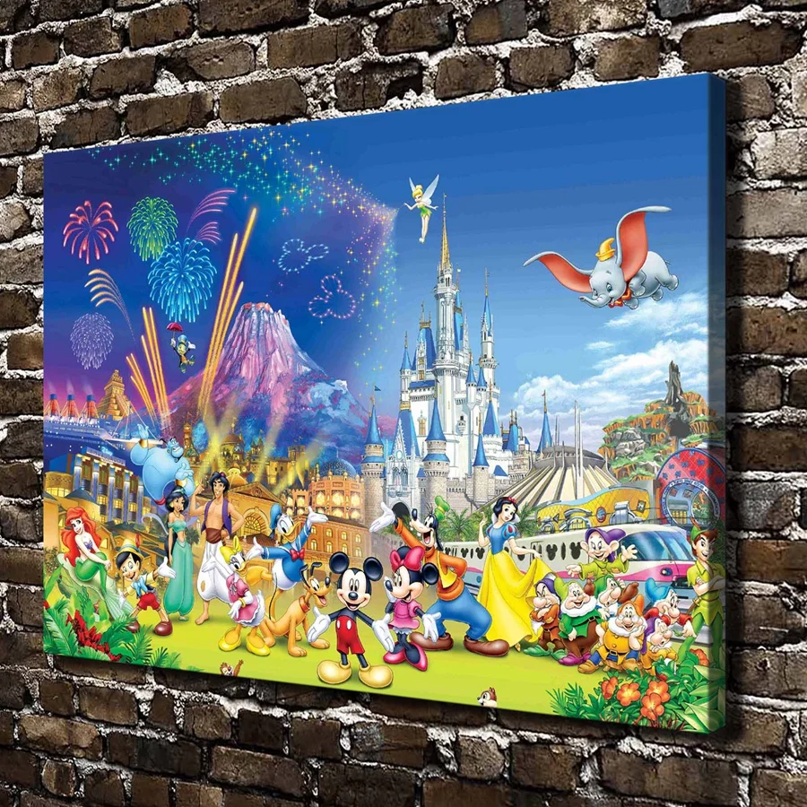 C_X435 Mickey Mouse Snow White mermaid Cartoon,HD Canvas ...